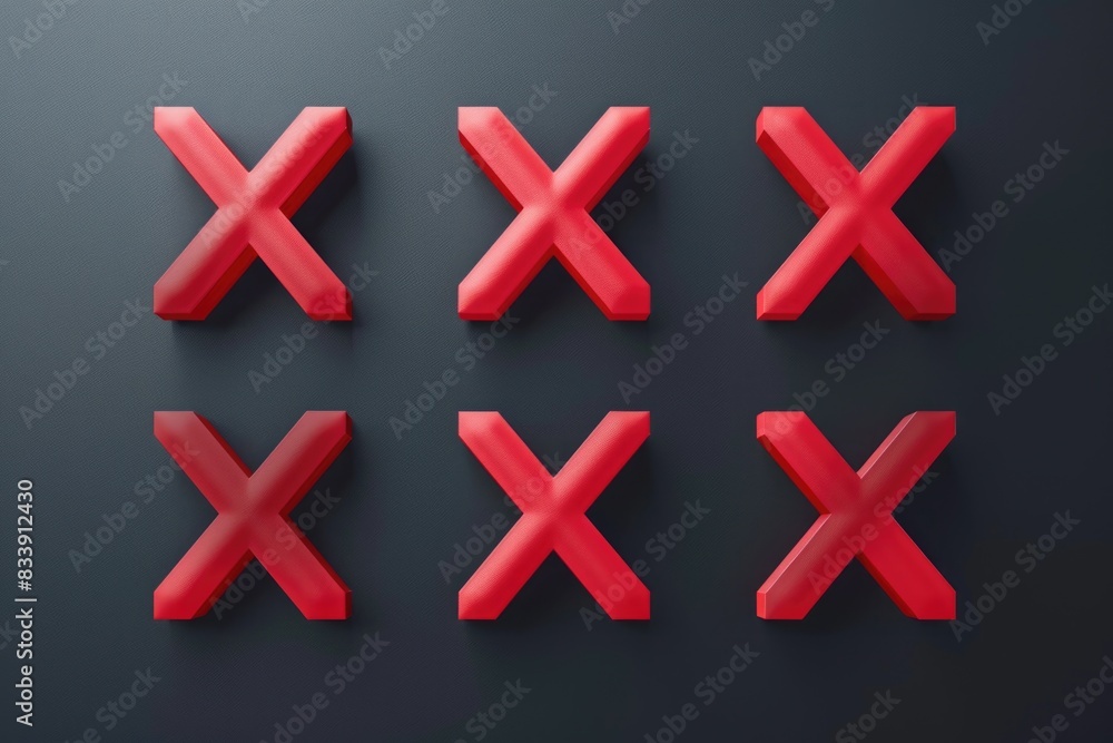 Poster Multiple red crosses on a dark background