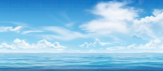 Obraz premium Scenic ocean view landscapes under a clear blue sky with copy space image.