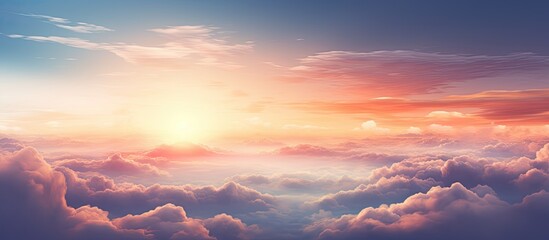 Fototapeta premium A picturesque scene with a cloudy sky at sunset, featuring a stunning backdrop for a copy space image.