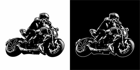 Black and White Motorcycle Vectors