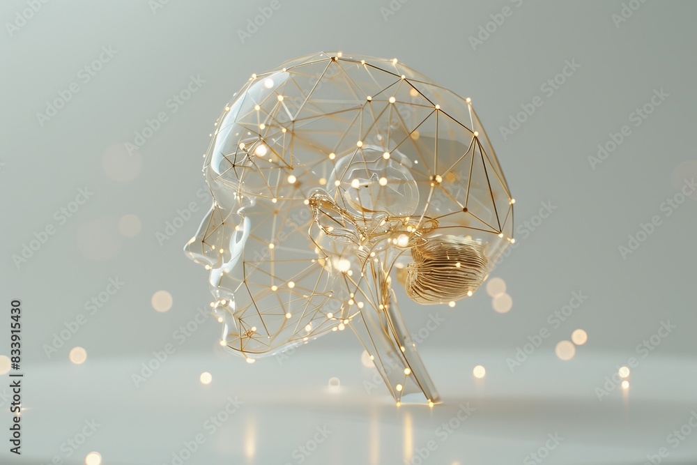 Poster transparent skull with glowing neural connections, symbolizing the clarity and transparency in under