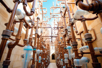 A labyrinth made from water pipes.