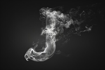 A single smoke letter J on a black background, great for use in mysterious or dark-themed designs