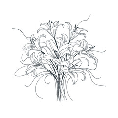 Flat design flower silhouettes and leaves floral element design vector template illustration