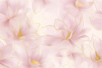 Stylish pink background design with beautiful lotus flowers. Lotus flowers line arts design for wallpaper, banner, print, invitation, cover and packaging design.