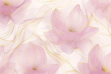 Stylish pink background design with beautiful lotus flowers. Lotus flowers line arts design for wallpaper, banner, print, invitation, cover and packaging design.