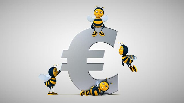 Fun bees next to a euro