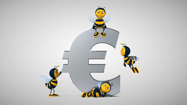 Fun bees next to a euro