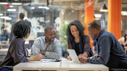 Diverse Team of Leaders Brainstorming in Modern Office Environment
