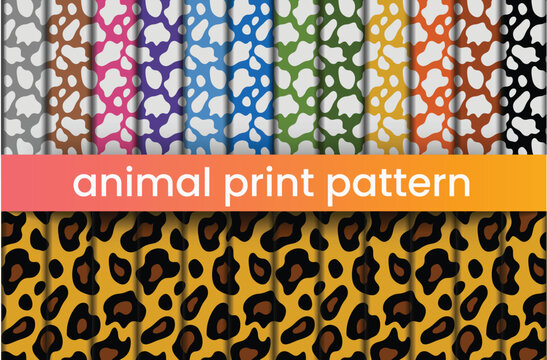 Vector Animal Pattern Set in Various Colors

