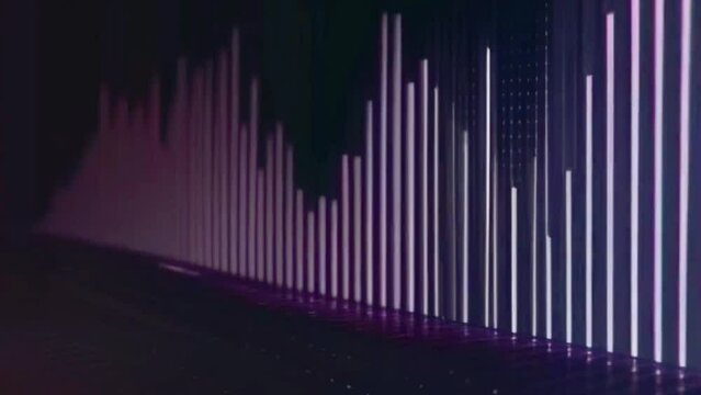A basic spectrogram with vertical bands that light up to different frequencies, moving from left to right, 4K High-Quality Sound wave Music equalizer background Animation Video
