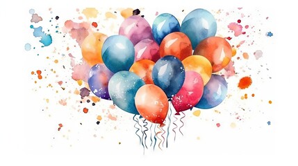 Vibrant Birthday Celebration Scene on White Background Generative AI