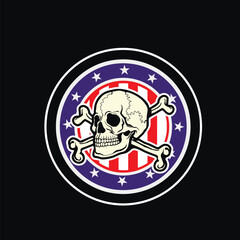 skull and flag of USA, grunge.vintage design t-shirts