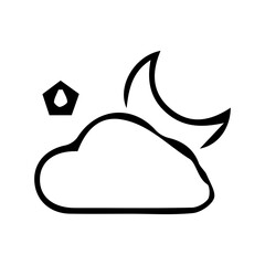 Outline single icons related to weather. Clouds and moon - Vector Stock Collection. Editable stroke icon. Vector illustration