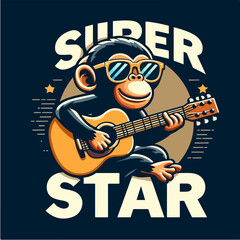 vector cool animals playing guitar t-shirt design concept