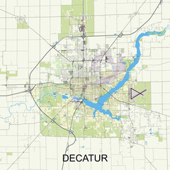 Decatur, Illinois, United States map poster art