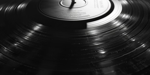 A classic black and white photo of a vinyl record