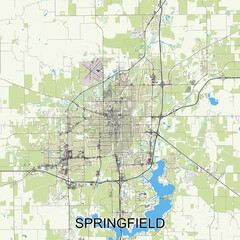 Obraz premium Springfield, Illinois, United States map poster art