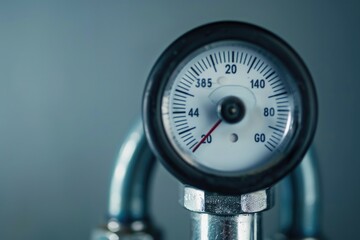 A detailed shot of a pressure gauge with dials and needles visible
