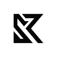 Letter SR rectangle shape monogram logo