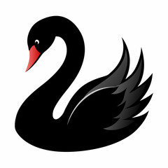 Swan vector silhouette on white background 