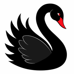 Swan vector silhouette on white background 