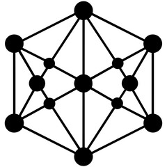 Grid of connections, lines and dots randomly placed and connected vector silhouette 