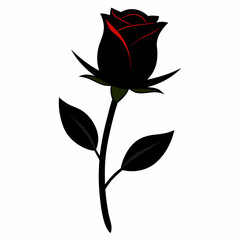 Rose bud vector silhouette 