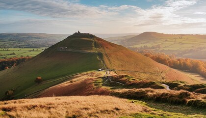 stunning landscape image of chrome hill in peak district national park in uk during beautiful...