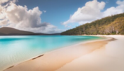 picture of paradisiacal and deserted lake mckenzie on fraser island with white sandy beach and...