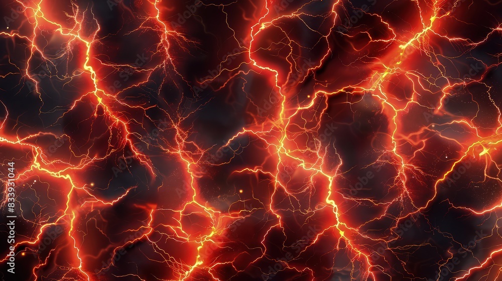 Aufkleber an array of red and orange lightning bolts, each striking with fierce intensity, set against a trans