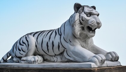 tiger statue isolated on white background tiger concrete sculpture isolated