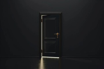 Open door emitting light possibilities growth achievements concept motivation learning skills knowledge heaven doors exit abstract simple background new ways entering leaving space imagination