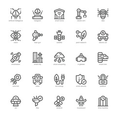Future Technology icon pack for your website, mobile, presentation, and logo design. Future Technology icon outline design. Vector graphics illustration and editable stroke.