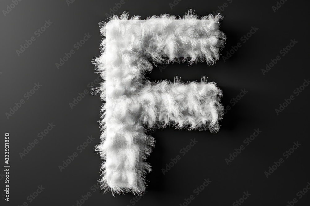 Poster a monochrome image of the uppercase letter f in bold font, suitable for use in educational materials