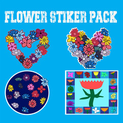 SET OF FLOWER DESIGNS FOR STICKERS, TAG, BRANDING AND PACKAGING