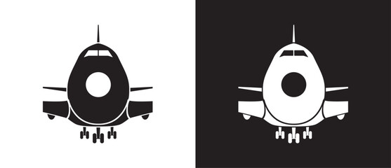 Airplan icon, Cargo shipping delivery expedition related vector icon, E-commerce business concept. Shipping vector illustration on black and white background.