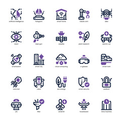 Future Technology icon pack for your website, mobile, presentation, and logo design. Future Technology icon dual tone design. Vector graphics illustration and editable stroke.