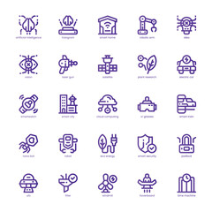 Future Technology icon pack for your website, mobile, presentation, and logo design. Future Technology icon basic line gradient design. Vector graphics illustration and editable stroke.