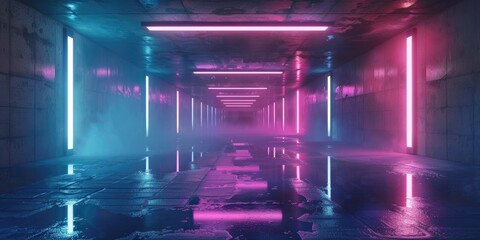 Naklejka premium Wet Neon Corridor