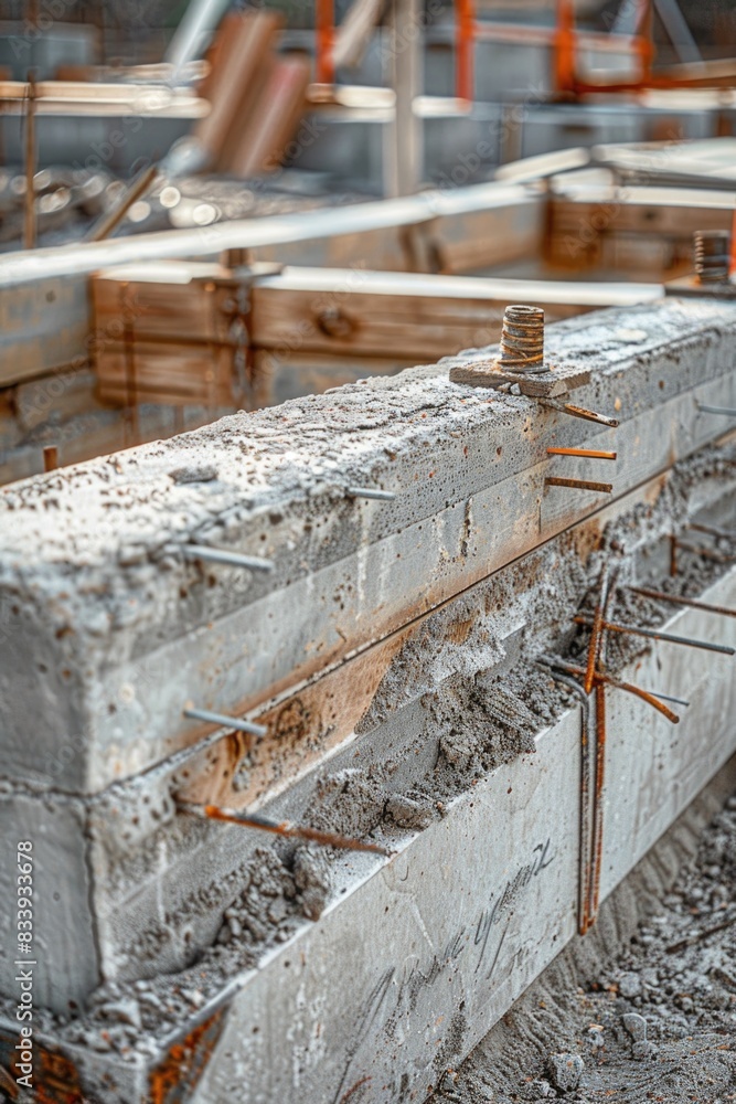 Poster pile of concrete blocks situated on top of a pile of dirt