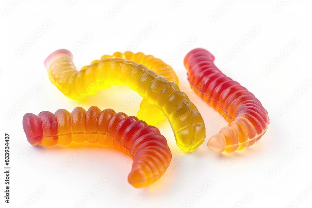 Poster A playful arrangement of colorful gummy worms stacked on top of each other, perfect for adding a whimsical touch to any design