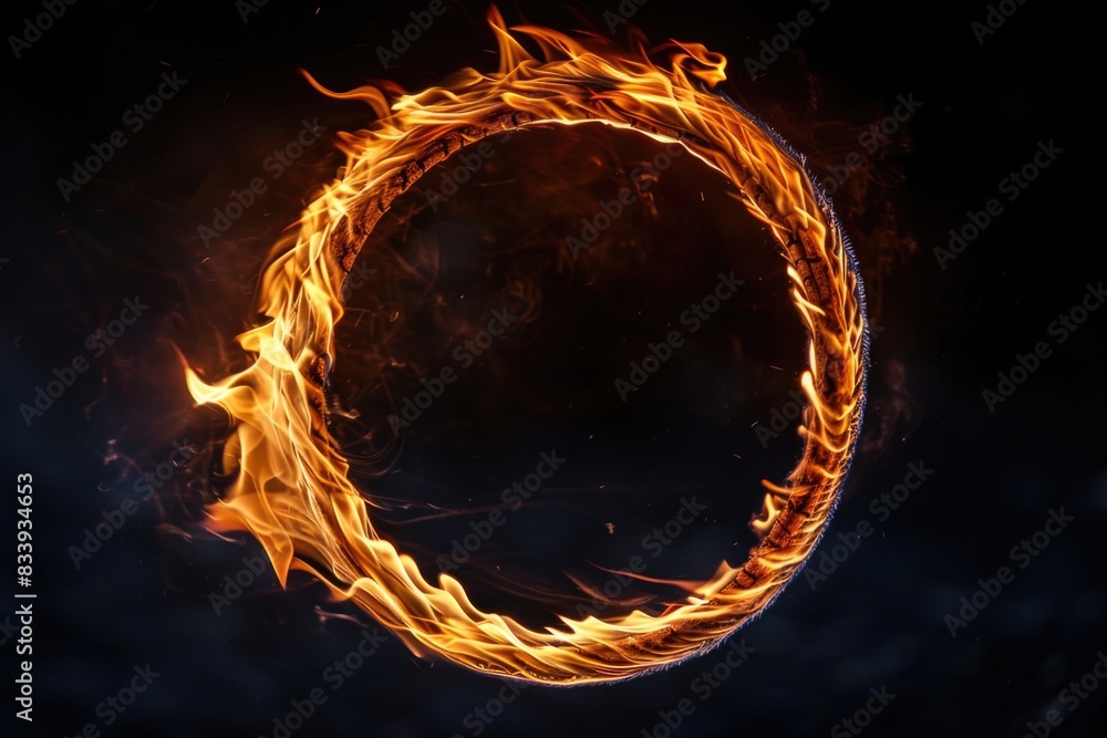 Poster A ring of fire in the shape of a circle, often used for demonstrations or performances