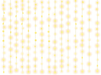 Decorative String Lights.Vertical lights hanging on transparent background