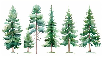 Whimsical Pine Tree Illustration for Children's Book Generative AI