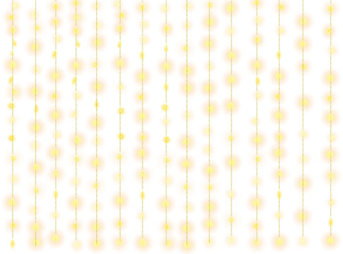 Decorative String Lights.Vertical lights hanging on transparent background