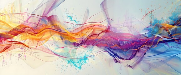 A vibrant, abstract representation of a stock market graph with bold, swirling lines and splashes of color indicating market volatility.