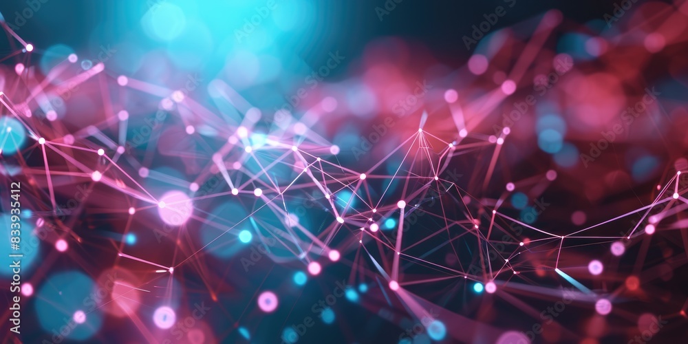 Aufkleber the neon bright sphere shape object that has been connected with the link of the bright line that po