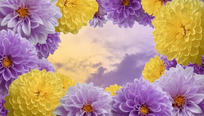 watercolor background frame with empty middle digital photo of flowers in the style of purple and yellow wallpaper pictures background hd