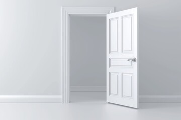 Open door emitting light possibilities growth achievements concept motivation learning skills knowledge heaven doors exit abstract simple background new ways entering leaving space imagination